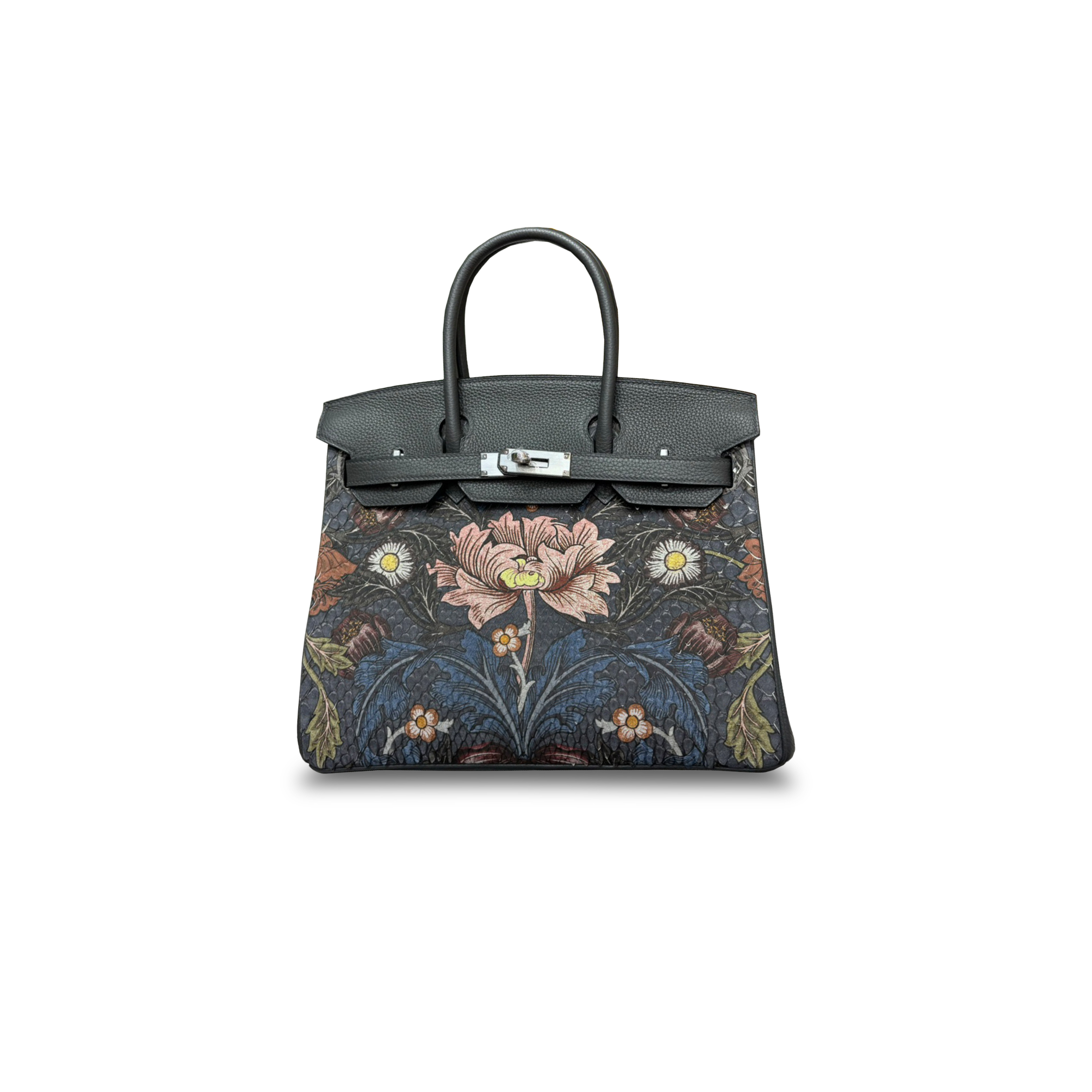 H**mes master birkin 30 snakeskin graffiti painting silver buckle h055177cc79 (30*22*16cm)